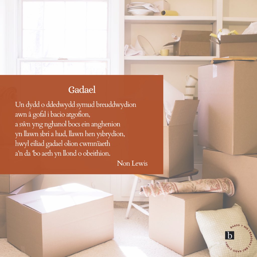 Cerdd olaf ein Bardd y Mis, fis Hydref, Non Lewis – hir-a-thoddiad am symud tŷ, profiad sy'n gyfarwydd i lawer 📦🏘️🪴

Diolch o galon iti am dy waith dros gwrs y mis, Non!