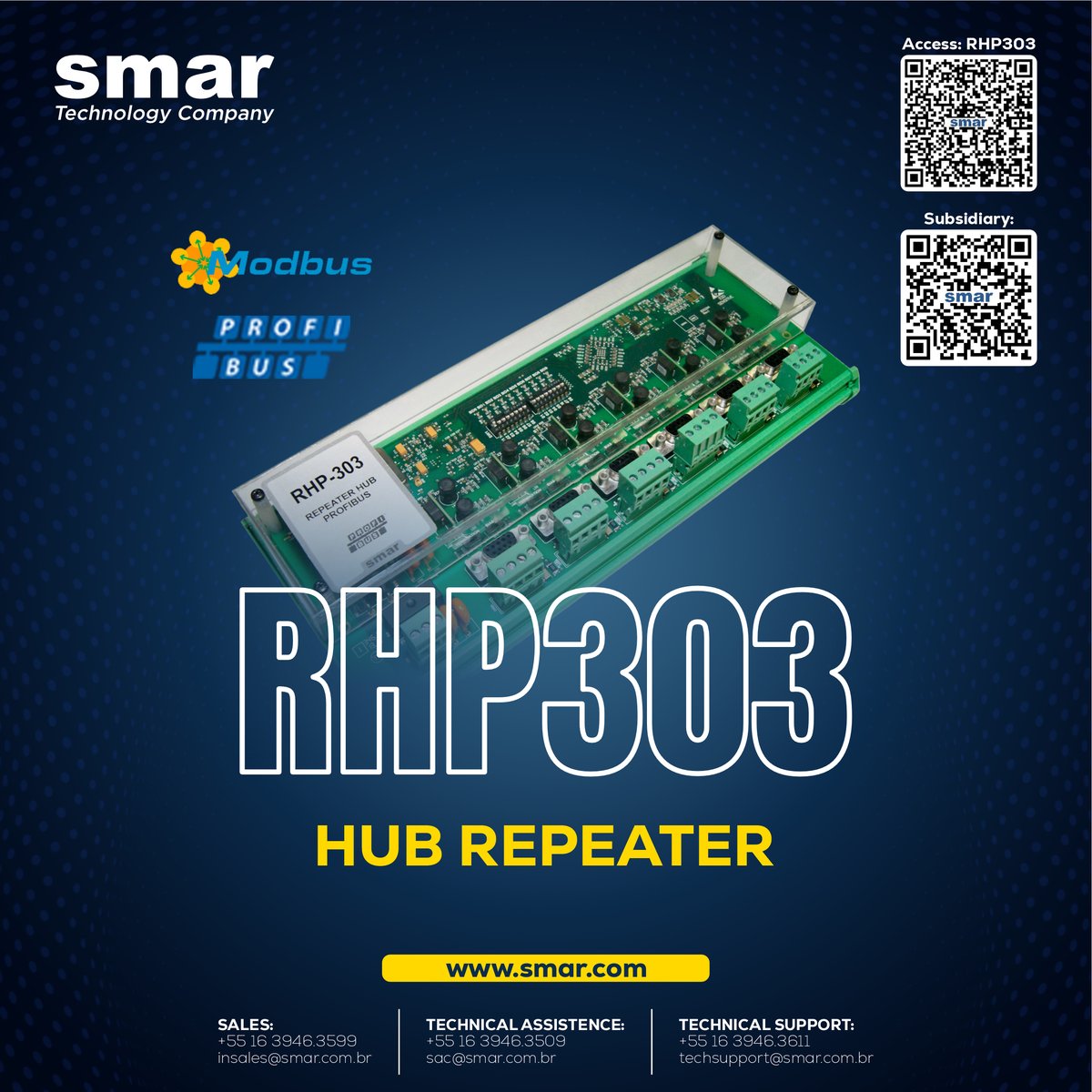 smar_br's tweet image. RHP303 is an active element serving as interface between segments on Profibus network and ensures adequate signal levels, while guarantees the communication signal integrity.

Access RHP303: smar.com/en/product/rhp…
