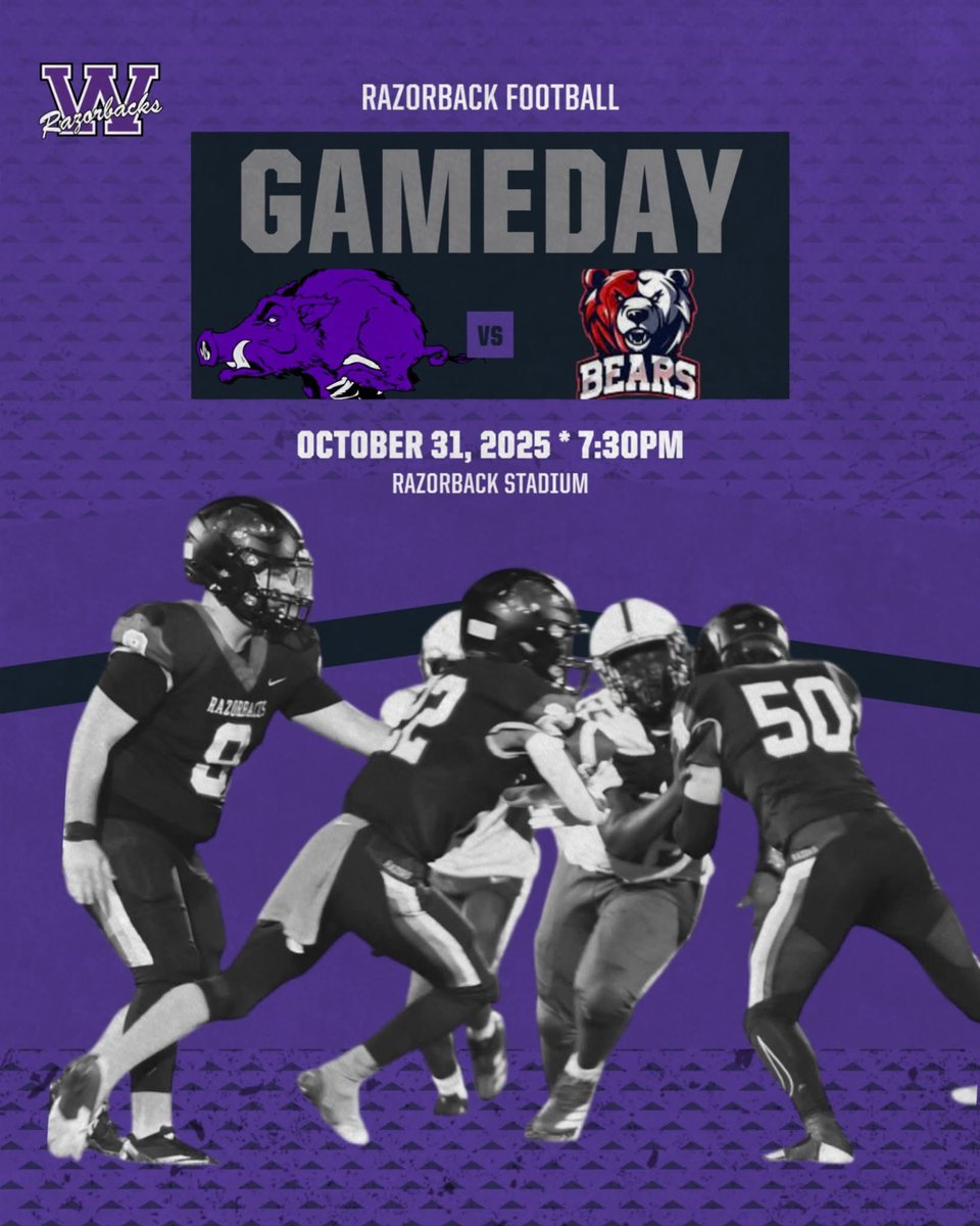 RazorbacksA's tweet image. GET UP RAZORBACKS, IT&apos;S GAMEDAY!!

RAZORBACKS VS BEARS - KICKOFF @ 7:30PM

*BLACKOUT*