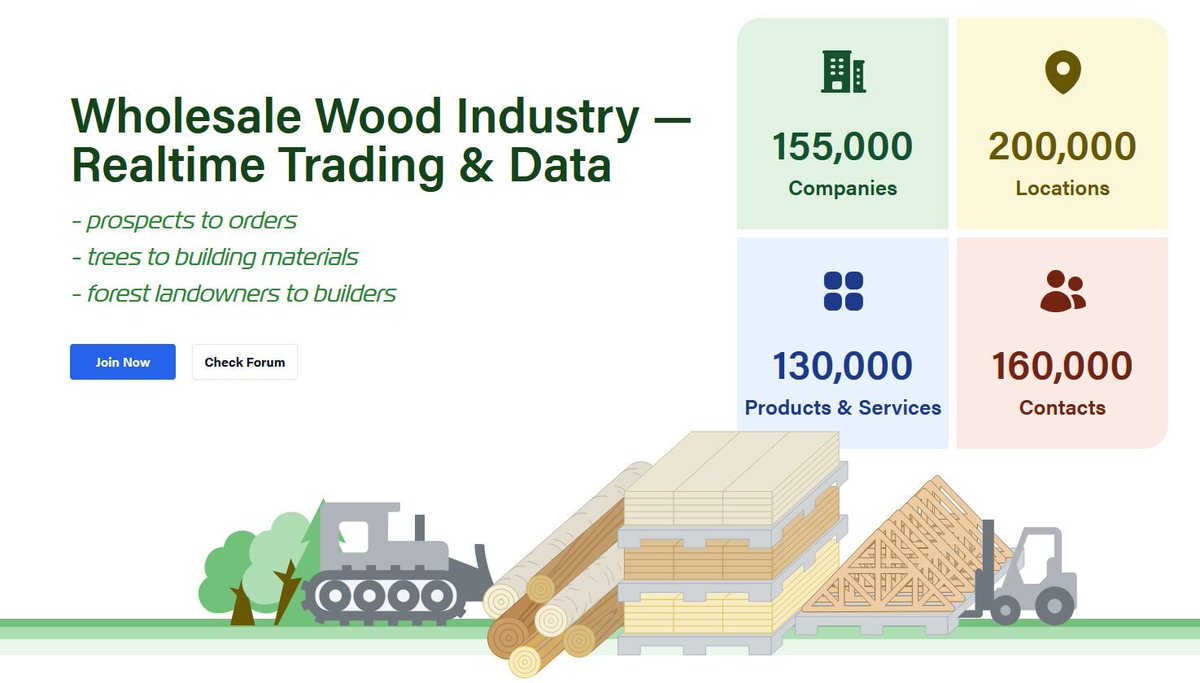 pakirainc's tweet photo. No matter where you sit in the lumber industry—builder, forest landowner, or anywhere in between—finding the right connections is now effortless. Tap into our database of 150,000+ companies and take the guesswork out of prospecting. Trade smarter at https://t.co/R0NZeacNfI https://t.co/GHeM20y753