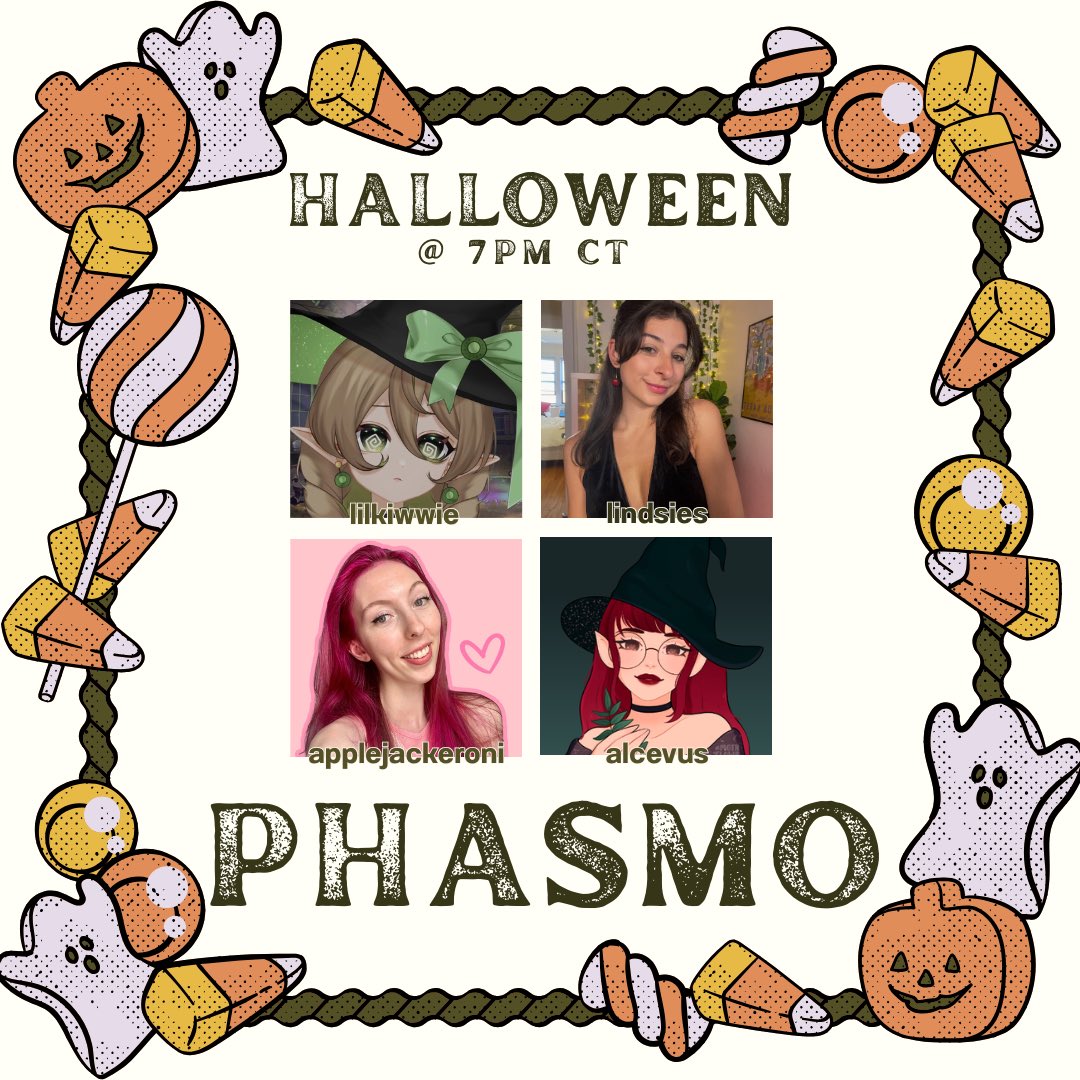 happy halloween!! playing phas &amp; finding some ghosties later with these lovelies

7pm CST 🎃🐈‍⬛🧙‍♀️