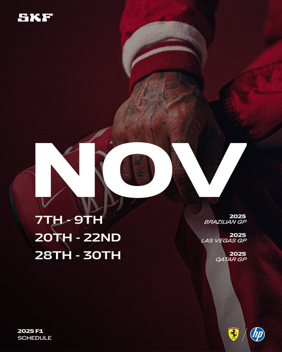 ScuderiaFerrari's tweet image. Falling into November - it’s crunch time 🇧🇷🇺🇸🇶🇦