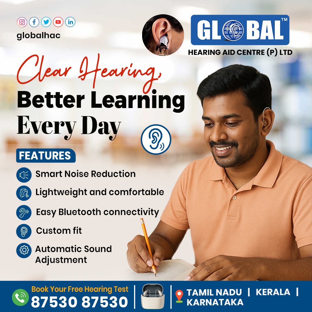 globalhac's tweet image. Hear clearly, study smart — every sound helps you learn better every day! 🎓👂

Book your Free hearing demo : booking.globalhearing.in

#HearToLearn #ClearHearing #BetterLearning #SmartHearingAids #EverydayConfidence #SoundClarity #globalhearingaidcentre #globalhacglobalhac