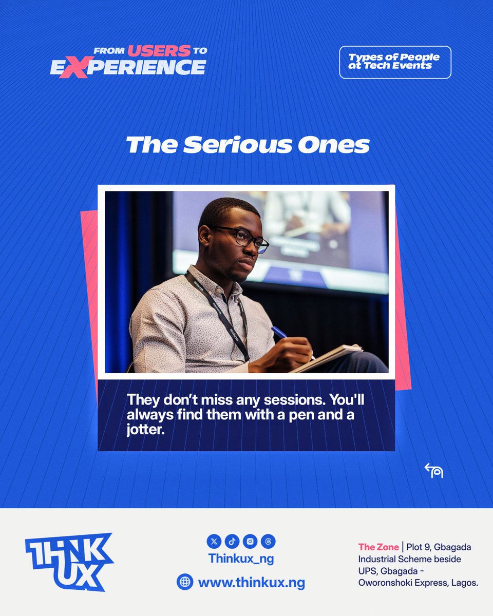 thinkUX_ng's tweet image. If you’ve ever been to a tech event, you&apos;ll relate 😹

 Which one are you? 👀

#thinkux #meme #techevents