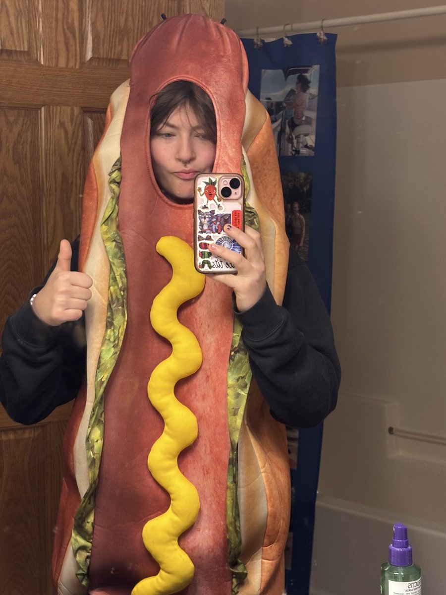 wearing a hotdog costume to school today since its senior year and idgaf anymore