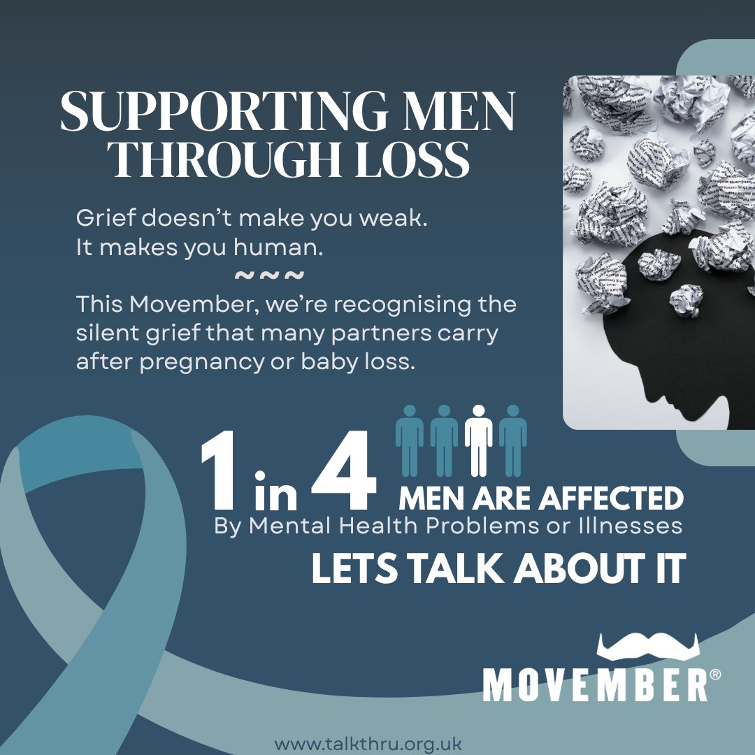 This Movember, we’re holding space for the men who grieve quietly.

For those who feel unseen or unsure where to turn.
Our counsellors are here to listen, without judgment, whenever you’re ready to talk.

#Movember #MensMentalHealth #PregnancyLossAwareness #GriefSupport #Talkthru