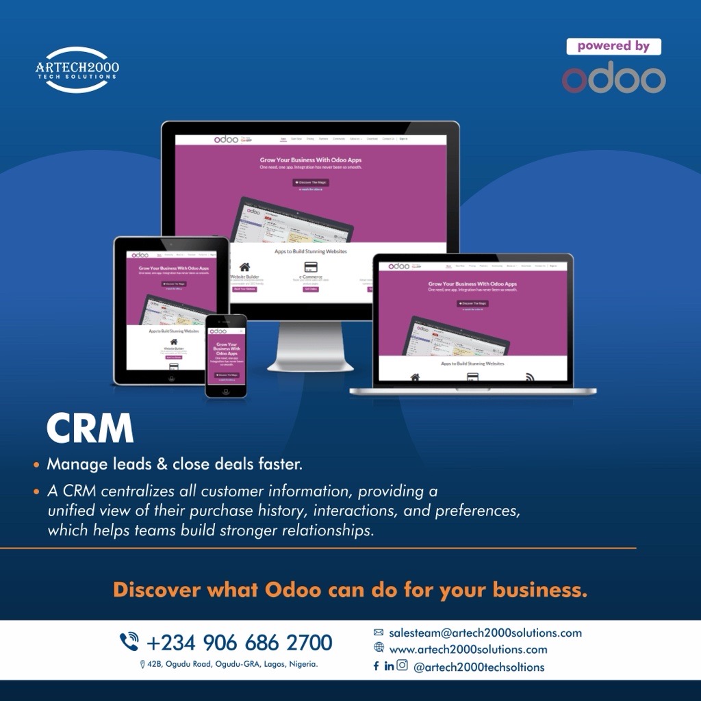 Artech2000_Tech's tweet image. Turn every Lead into a lasting relationship with Odoo CRM. 💼

Manage Leads, Track Interactions and Close Deals faster all from one centralized platform.

Empower your Sales team to Work Smarter, Not Harder.

👉 Click this link:- bit.ly/4orTSjE to book a FREE demo today!