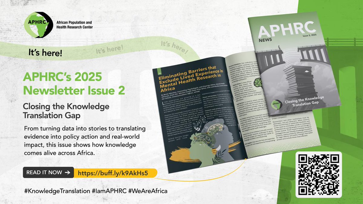 Countdown2030's tweet image. Research doesn’t end in publications, it comes alive in communities.

Check out @aphrc&apos;s  newest newsletter and see how we’re transforming evidence into action across Africa.
📰 aphrc.org/blogarticle/ap…

@theGFF @PMNCH 

#IamAPHRC #KnowledgeTranslation #WeAreAfrica