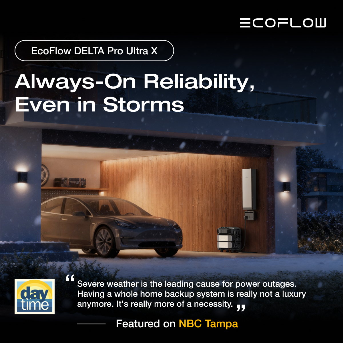 EcoFlowTech's tweet image. Smart power, storm-ready.
With Weatherbit alerts, #EcoFlowSmartHomePanel3 auto-recharges your #EcoFlowDELTAProUltraX before storms. It switches to battery in &amp;lt;20 ms — keeping your essentials running up to 42% longer. 🛡️

Available Nov 3. You ready? 🙌

👉Pre-order…