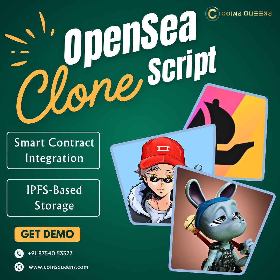 Develop your #NFT universe using our #OpenSeaClone Script, a feature-rich platform!

Know More &gt;
coinsqueens.com/opensea-clone-…

#opensea #nftmarketplace #blockchain #web3 #smartcontracts #ipfsstorage #coinsqueens #china #nigeria #kazakhstan #singapore #bangladesh #hongkong #uae #uk