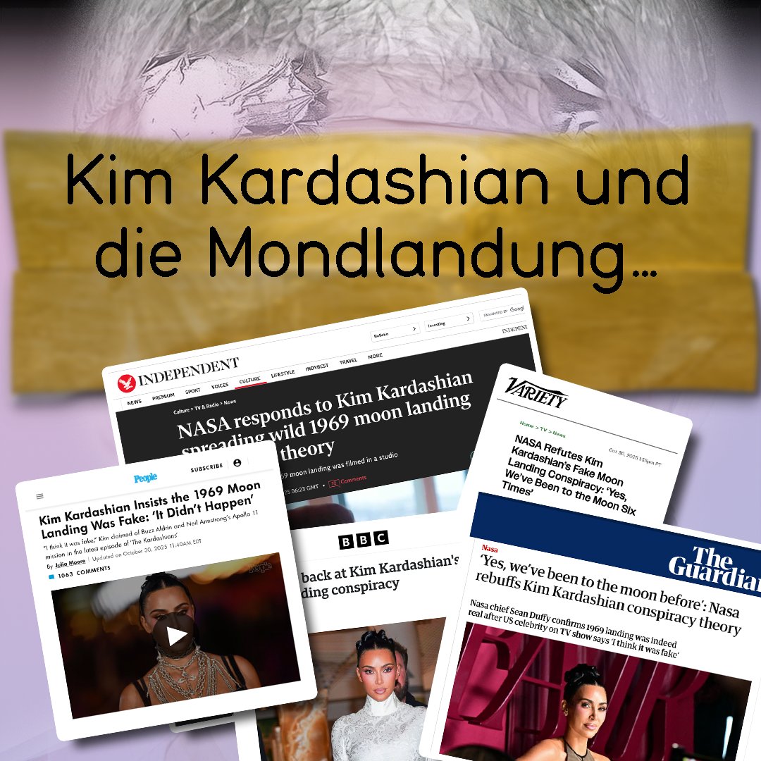 Oje, Kim Kardashian…
Sie hält die Mondlandung 🌕 für Fake und stützt sich dabei auf fabrizierte Videos aus der Verschwörungstheorie-Bubble.
Im <a href="/derStandardat/">DER STANDARD</a> ist dazu ein wunderbarer Faktencheck zu den genannten 'Argumenten' entstanden
➡️ derstandard.at/story/30000002…