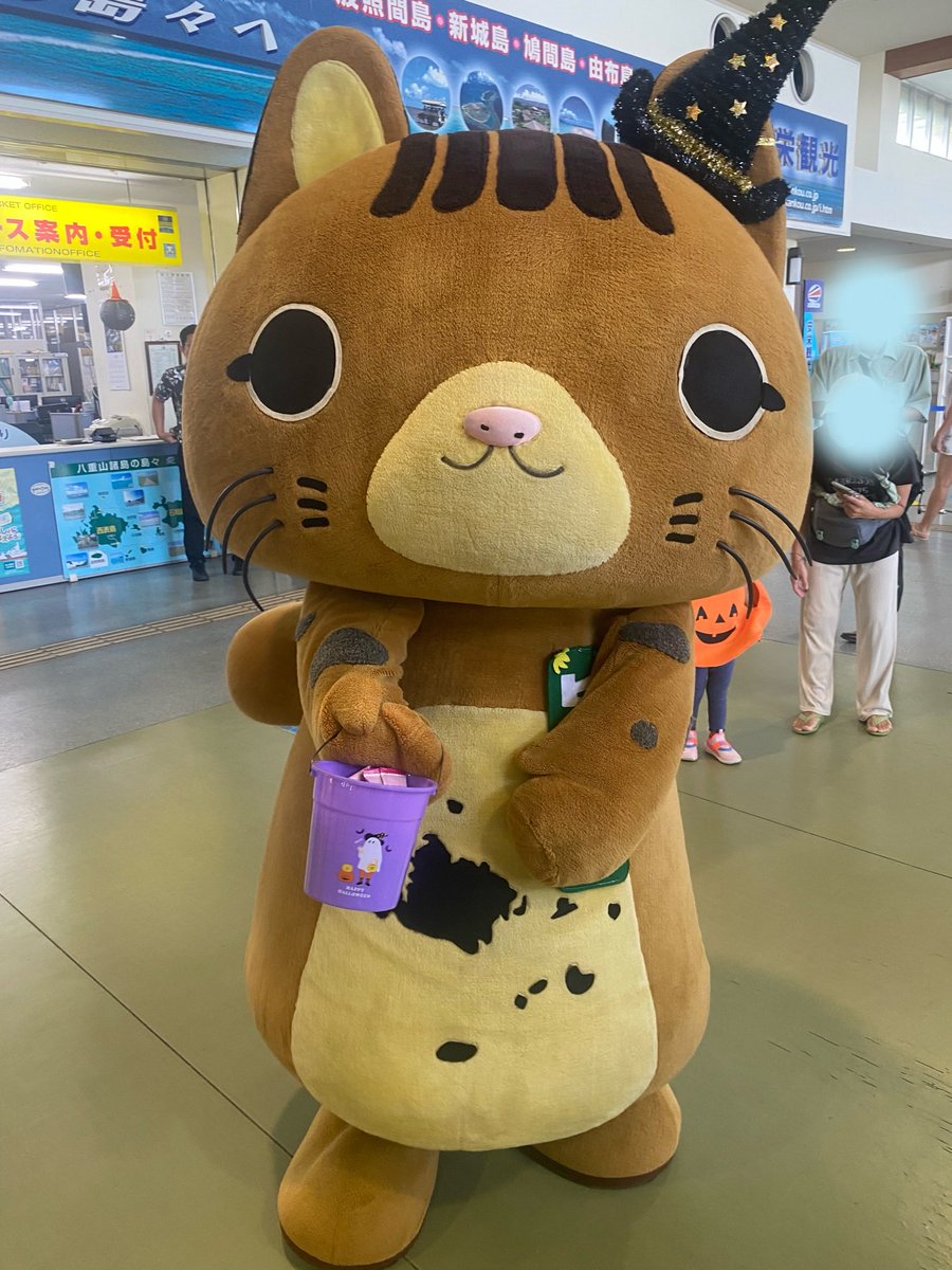 take_pikaryaa's tweet photo. ぼくもお菓子配ったんだよ♪

マント似合ってる？(｡･ω･｡)

#ピカリャ〜 #沖縄 #竹富町観光協会 #ハロウィン #グリーティング https://t.co/02ws0juJkk