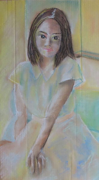 私が描いたパステル画 パステルアート258「かまくらとキツネ2019」の描き方 100均