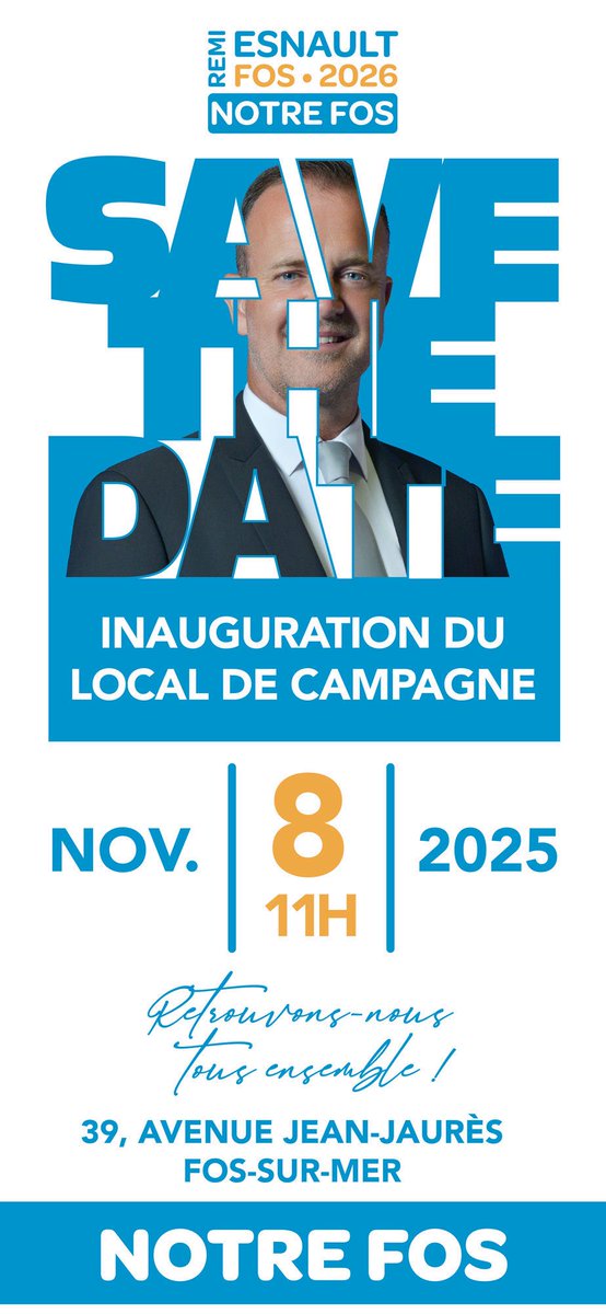 Samedi 8 novembre à 11h, on inaugure ensemble le local de campagne au 39 avenue Jean-Jaurès à Fos. 
Un lieu simple, ouvert et vivant — pour se retrouver, échanger, écouter, construire.

Pas un décor, mais un point de départ ✌️

On vous y attend nombreux.