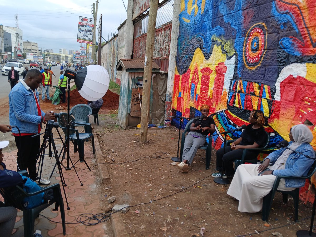 GoDownArts's tweet image. Dialogue kwa Street featuring Zuleka, Mary, and Sheila from the Her City Her Streets Programme #TwendeDungaRoad #UKKenya2025