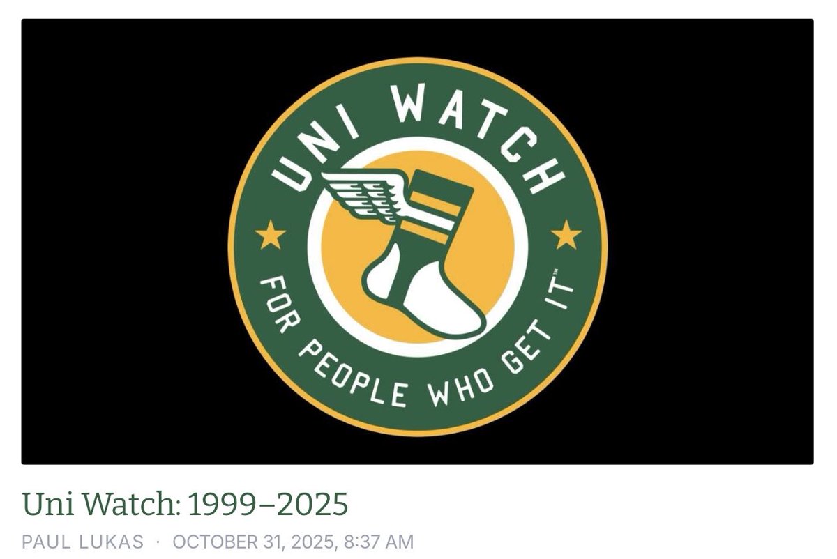 RIP Uni Watch.  The best thing that has ever existed on the internet.