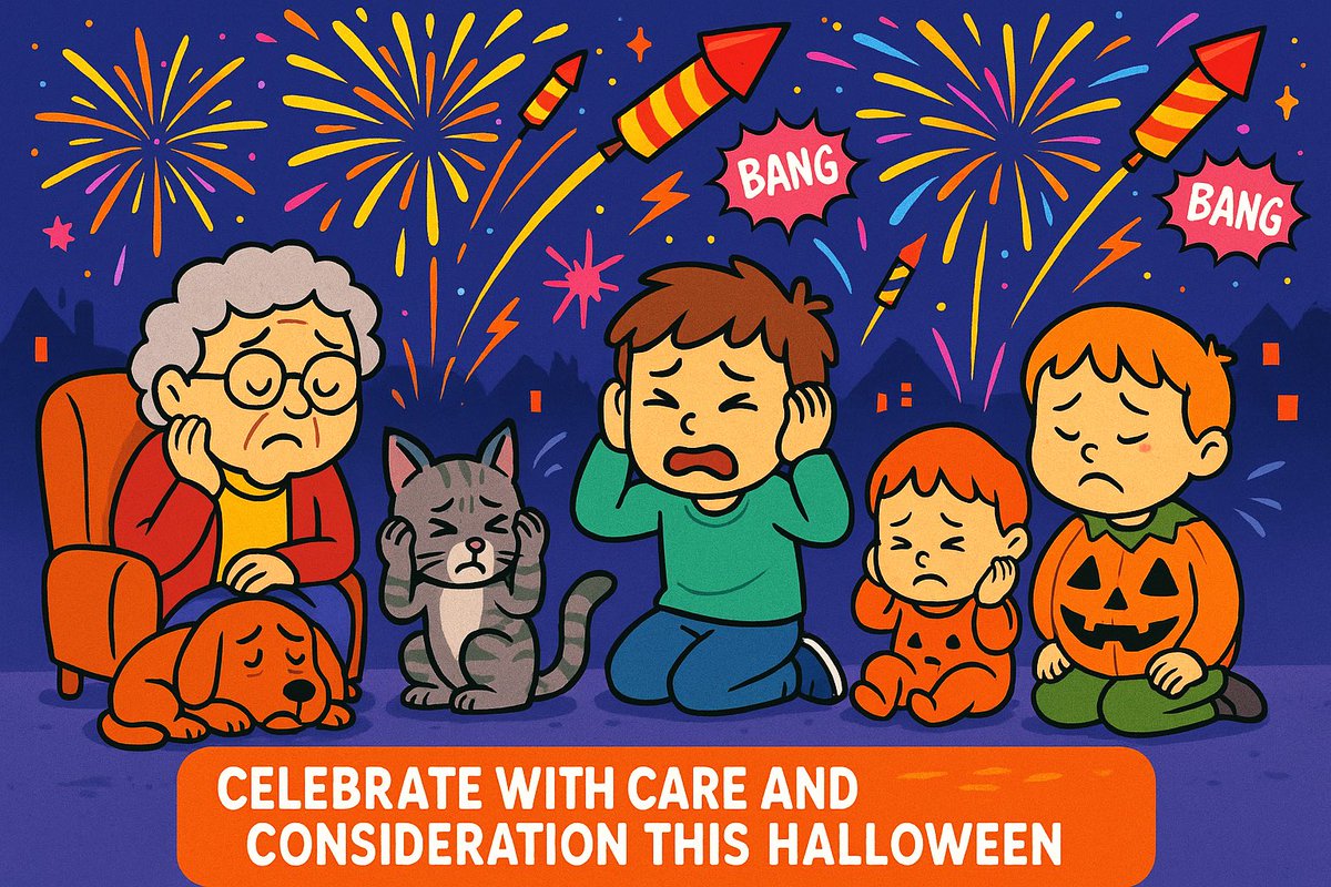 HughGillanders's tweet photo. Don’t forget
Celebrate with Care and Consideration This Halloween!
Keep It Safe Keep It Happy.
#Halloween2025 #Halloween #autismawareness #elderly #PetsatHalloween #DogsLover #cats #SafetyFirst #scaredPets #NSPCA #DogsTrust #bluelights https://t.co/tiAGZ2o1p0