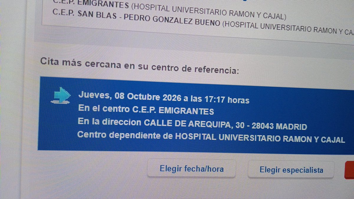 Primera cita en Dermatología para una niña en mi zona: un año.
