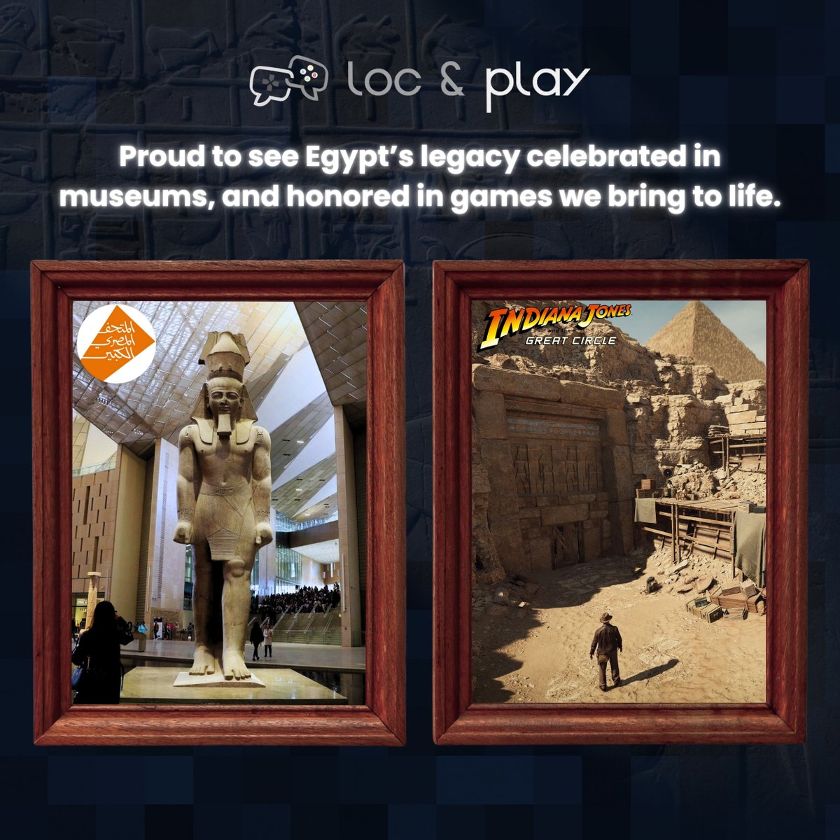 locandplay's tweet image. From the sands of history to the stories of today, Egypt keeps inspiring.
Proud to celebrate the Grand Egyptian Museum and our role in bringing its spirit to life in Indiana Jones and the Great Circle. 🇪🇬🎮
#LocAndPlay #GameLocalization #IndianaJones #GrandEgyptianMuseum