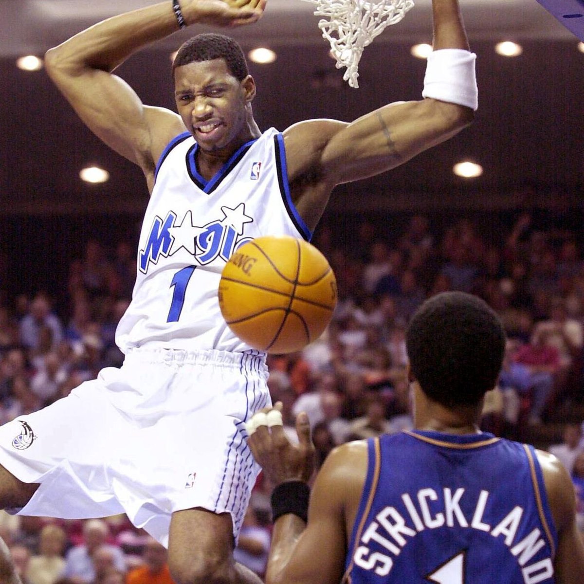 MikeWFerguson's tweet photo. On this day 25 years ago, Tracy McGrady finished with 32 points, 12 rebounds and three blocks in his Orlando Magic debut as the Magic topped the Washington Wizards in the season opener, 97-86: https://t.co/vKDGyX65oO #MagicItMagic https://t.co/pwCvS7Ghae