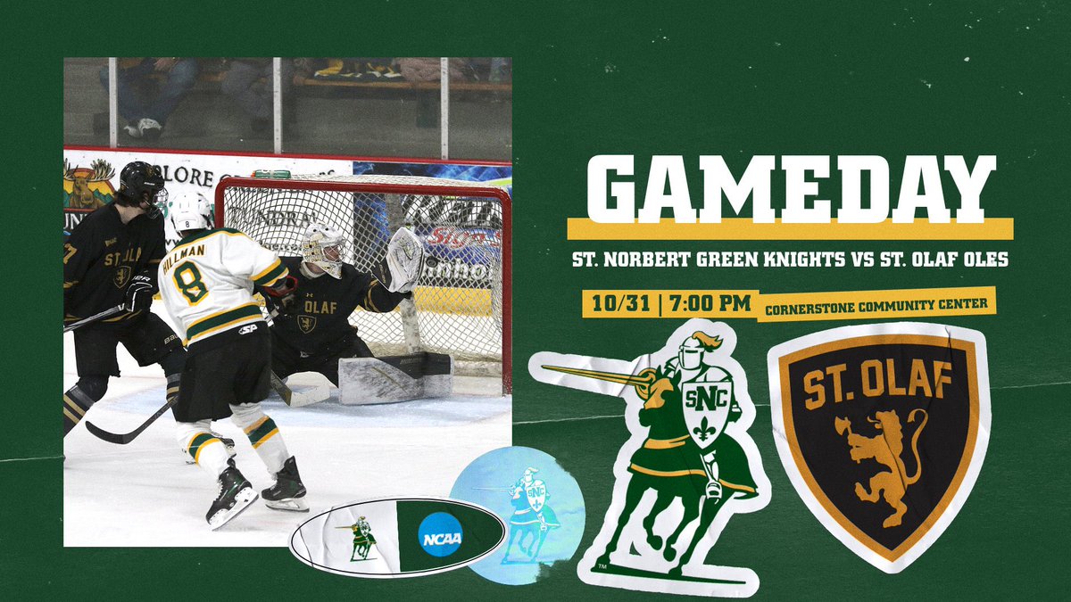 SPEND HALLOWEEN WITH US FOR OUR SEASON OPENING GAMEDAY vs ST. OLAF COLLEGE

🏒 SNC MEN’S Hockey 🆚 <a href="/StOlafMHockey/">St. Olaf Men's Hockey</a> 
📍 The Stone (De Pere, WI)
🕖 7:00PM CST
📺 boxcast.tv/view/mens-hock….
📊 athletics.snc.edu/sidearmstats/m…
🎧 @tjdbango3 &amp; <a href="/C_intheGeebs/">Chris Spiering</a> on the call  #GoGreenKnights #GKP