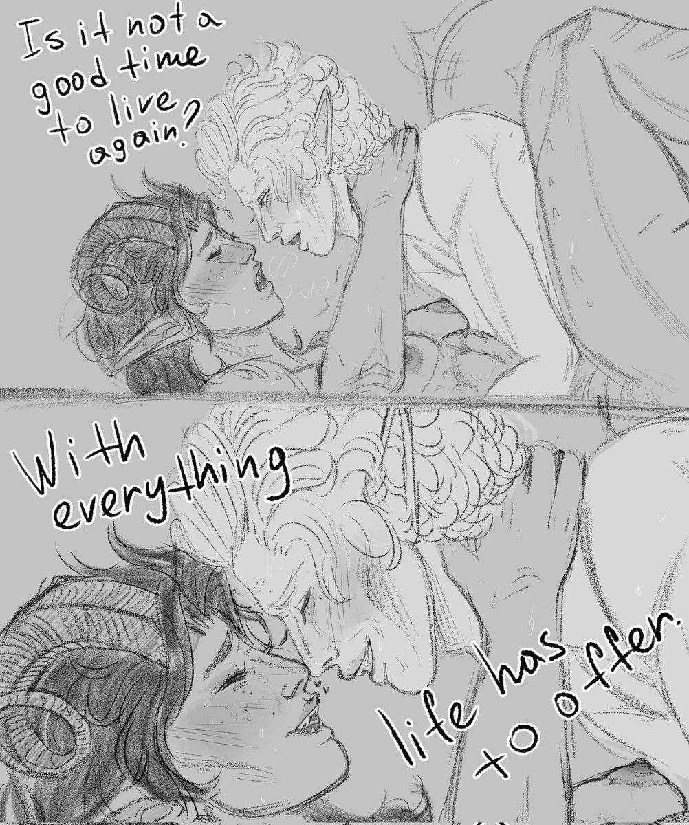 ???tober day 31 - First time
A whole month of nasty stuff got my hand tired and my eyes watery

#Karlach #Astarion #Hellspawn