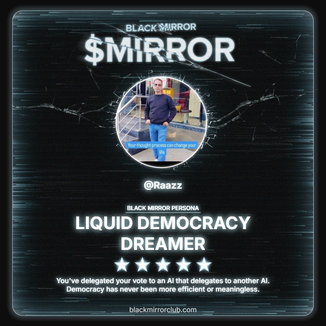 Scanned and processed. The algorithm judged me.
Discover your Black Mirror Persona by <a href="/blackmirror_xp/">blackmirror_xp</a> and claim yours now.
loyalty.blackmirrorclub.com/loyalty