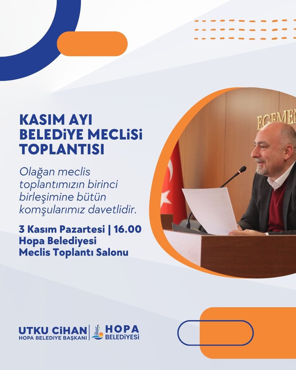 Belediyemizin Kasım ayı olağan meclis toplantısı, 3 Kasım 2025 Pazartesi günü saat 16.00’da Belediye Başkanımız Utku Cihan başkanlığında, Belediye Meclis Toplantı Salonu’nda gerçekleşecektir. Bütün komşularımız davetlidir.  

Gündem maddelerini incelemek için: