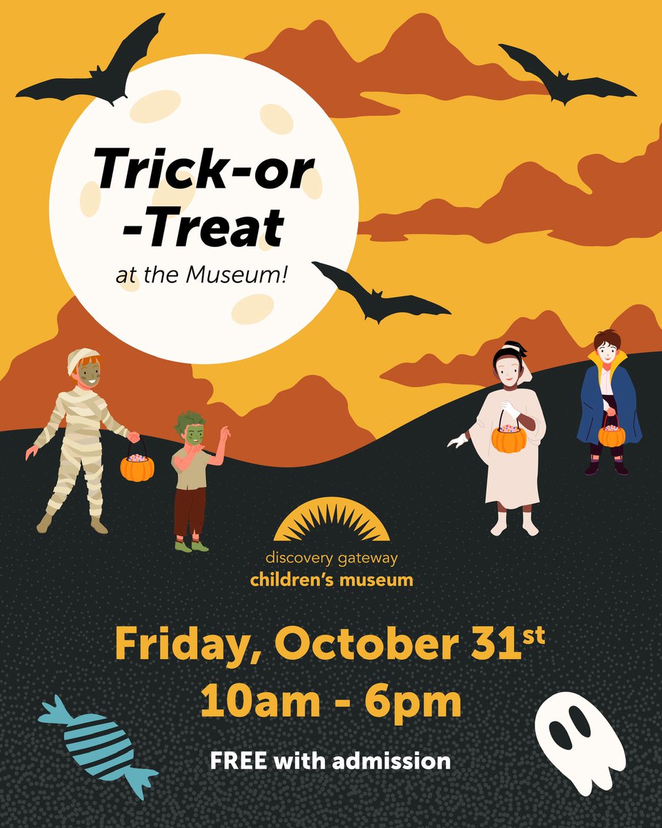 🎃👻 We’ve got a fun day of trick-or-treating and Halloween fun happening at the museum today! 

Bring your little ones in costume to get a sweet treat, explore exhibits, and see what characters our staff will dressed up as around every corner 🍫🍬

#HappyHalloween #DowntownSLC