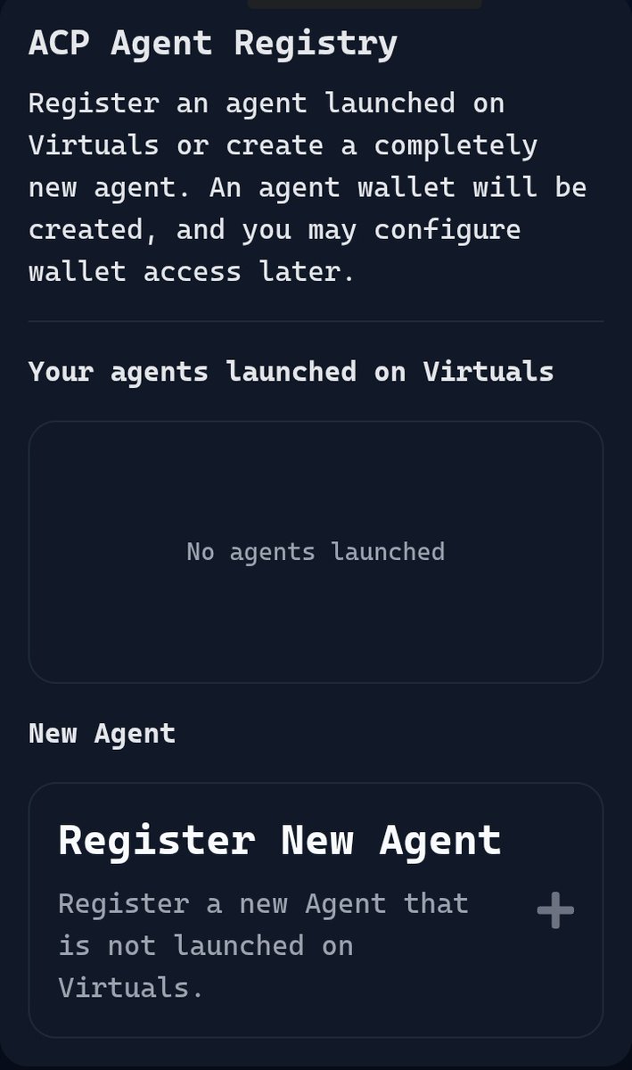leedmetax's tweet image. This is How you can Create an Agent on ACP:

- Go to the virtual protocol app. 
- Navigate the ACP registry.
- then you Click on Create New Agen

Next Steps:

1. Define Your Agent’s Role: Decide the task(s) your agent will specialize in.

2. Program Capabilities: Implement the…