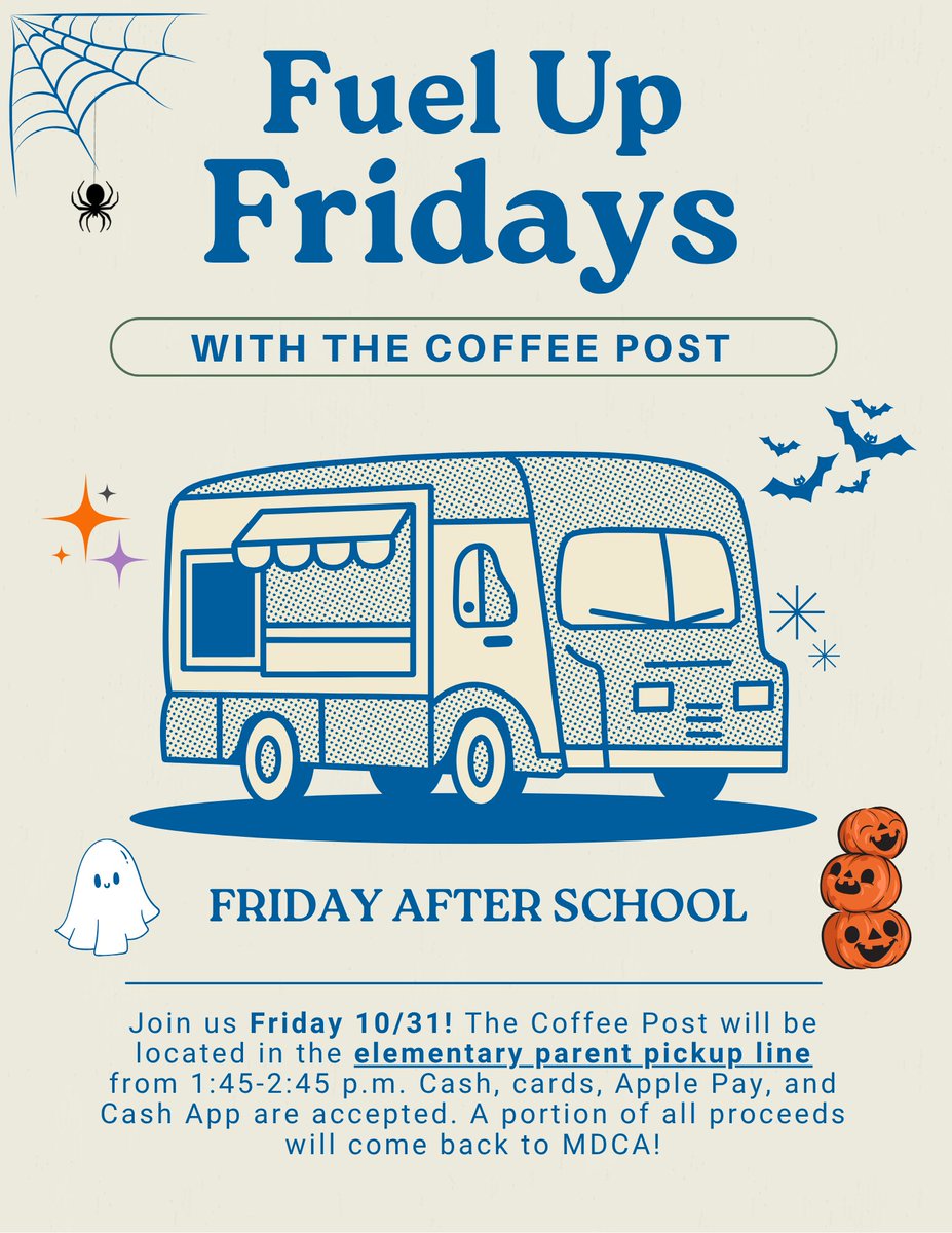 No tricks, all treats ☕🎃🍭

Join us today for our final #FuelUpFriday of October and get fueled up for your weekend of festivities ahead!! Don't forget that a portion of all sales comes right back to MDCA!!! #FuelUpFridays #SipWithAPurpose #NoTricksAllTreats