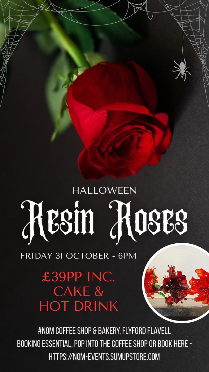 Hashtag_Nom's tweet image. Feeling crafty? There’s still places left for this evening’s Halloween Resin Roses workshop. From 6pm. 

🎃👻🧙😈👹😱💀🥀🦇

nom-events.sumupstore.com