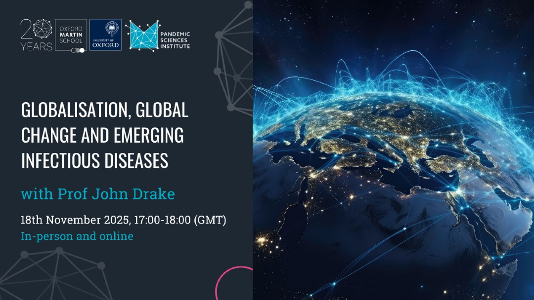 Pandemics aren’t random. They’re part of a changing, interconnected world.
Join Prof John Drake as he explores how global change drives the rise of new infectious diseases.
📅 18 November 2025, 17:00–18:00 (GMT)
📍 Oxford Martin School &amp; Online
🔗Register here: