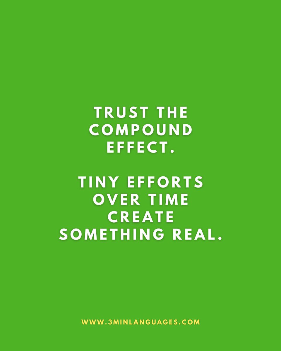 3MLanguages's tweet image. Tiny efforts compound.
 Daily minutes → massive results.
 👉 Build compound wins: 3minlanguages.com

#3MinuteLanguages #StudyIn3 #LanguageLearning #MicroLearning #Consistency #LearnFrench #LearnSpanish #LearnGerman #LearnItalian #LearnPortuguese
