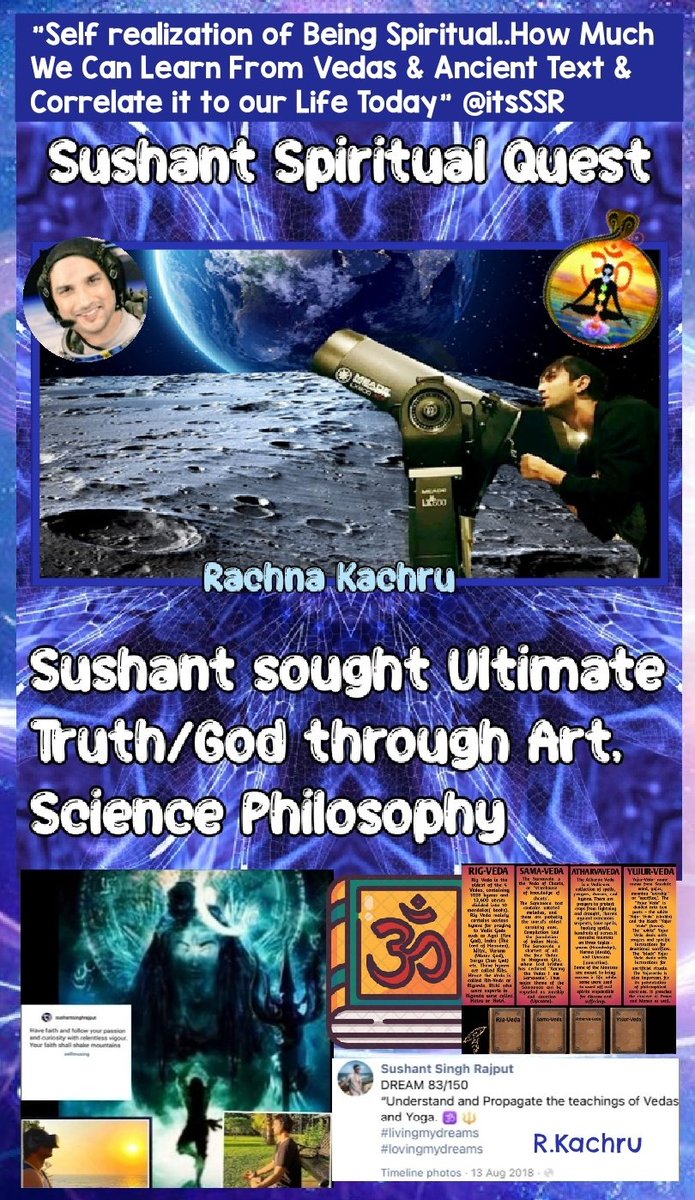 🕉️EVENING TAGLINE🕉️

Sushant,A Polymath who Strives for
Excellence..had been Taking Inspiration
From Teachings of Vedas &amp; Yoga

"Self realization of Being Spiritual..how
much we can learn from Vedas &amp; Ancient Text &amp; Correlate it to our life today <a href="/itsSSR/">Sushant Singh Rajput</a>

Sushant Spiritual Quest