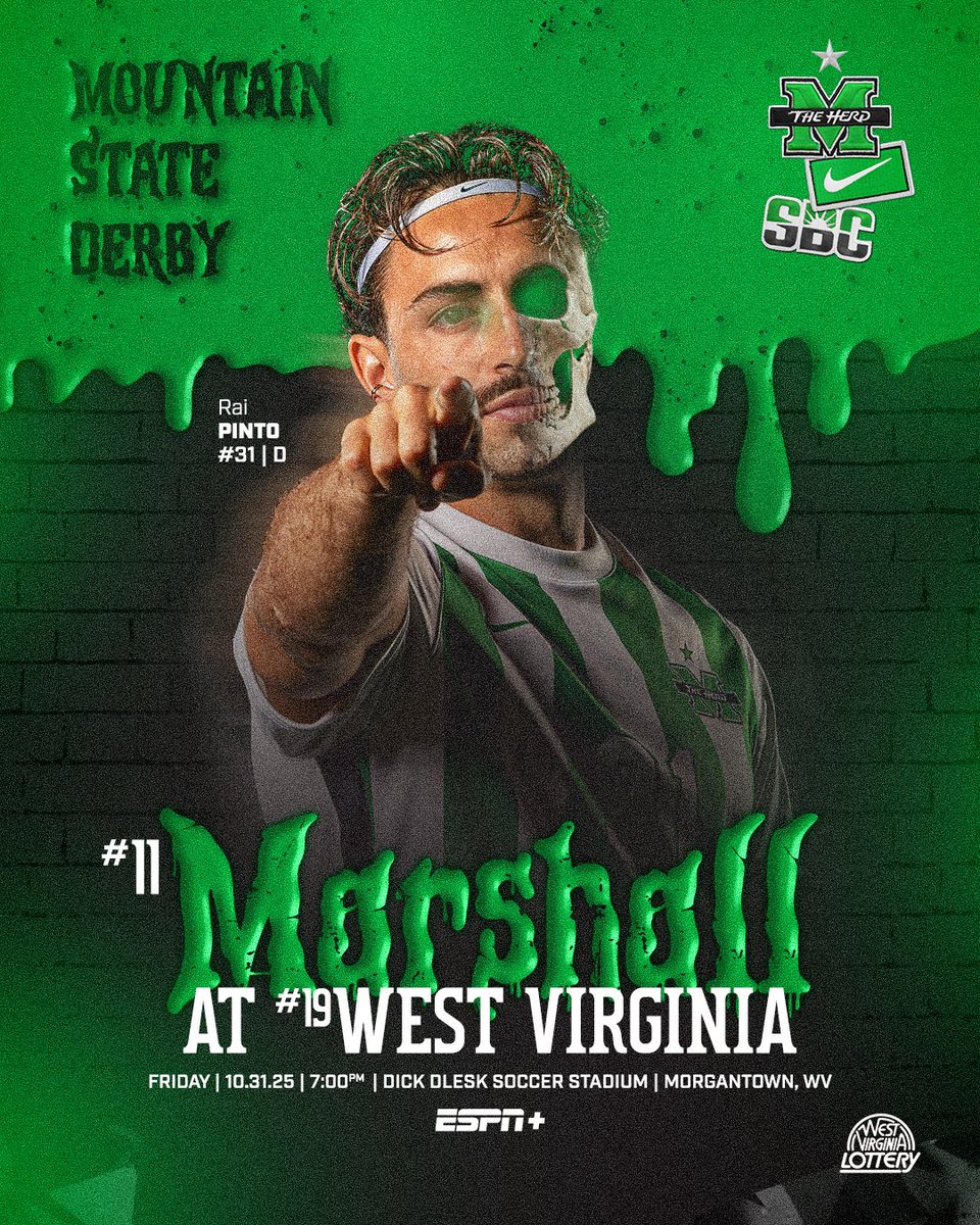 𝕯𝖊𝖗𝖇𝖞 𝕯𝖆𝖞 👻

🆚 WVU
⌚️ 7pm
📍 Morgantown, WV
📺 bit.ly/3LAH37o
📊 bit.ly/HerdStats

#WeAreMarshall // <a href="/WVLottery/">WV Lottery</a>