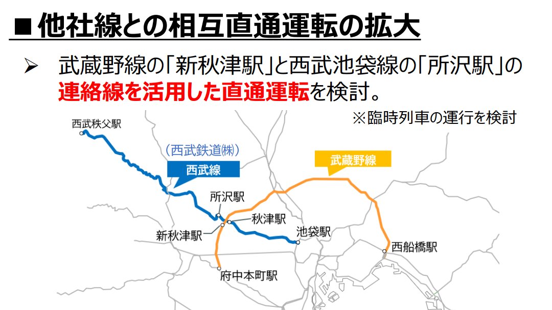 今日(11/13)、西武鉄道も直通を決算資料で公開したが、臨時運行なので