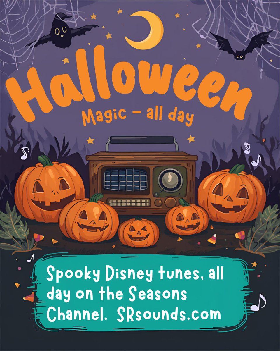 Tune in all day for some Disney Halloween Magic on the Seasons Channel.  Online at SRsounds.com/seasons or on the Sorcerer Radio apps!