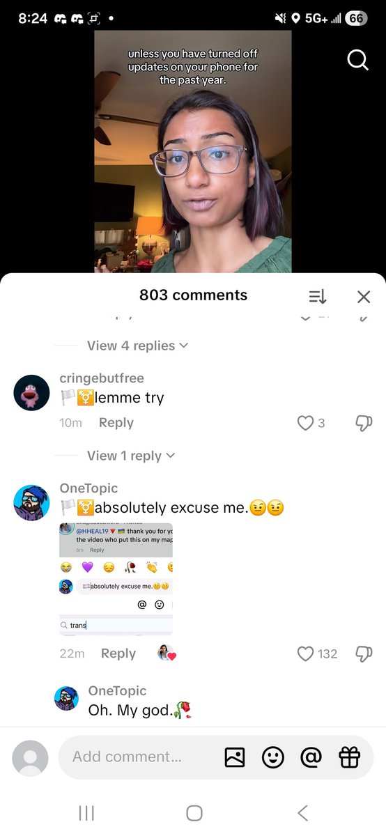 Tiktok is actively censoring the Transgender flag. 🏳️‍⚧️