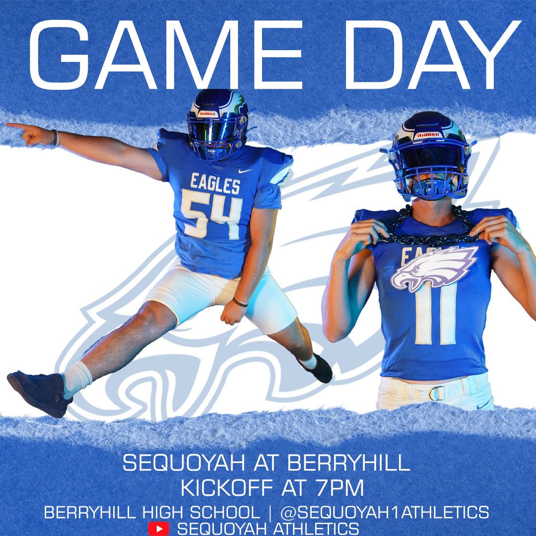 Football hits the road to take on Berryhill with kickoff at 7:00pm. Can't make it to the game? You can watch live on the Sequoyah Athletics YouTube Channel.

#comesoarwithus #sequoyaheagles #football