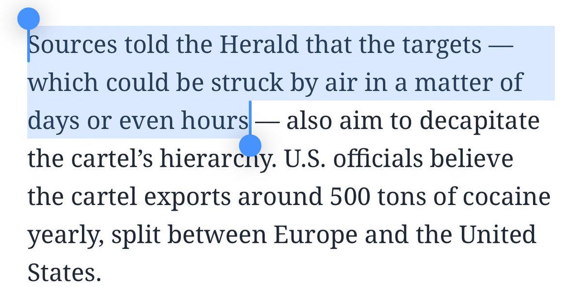 Osint613's tweet image. Sources tell the Herald targets in Venezuela could be struck by air ‘in days or even hours’
Contributed by @RapidReport2025