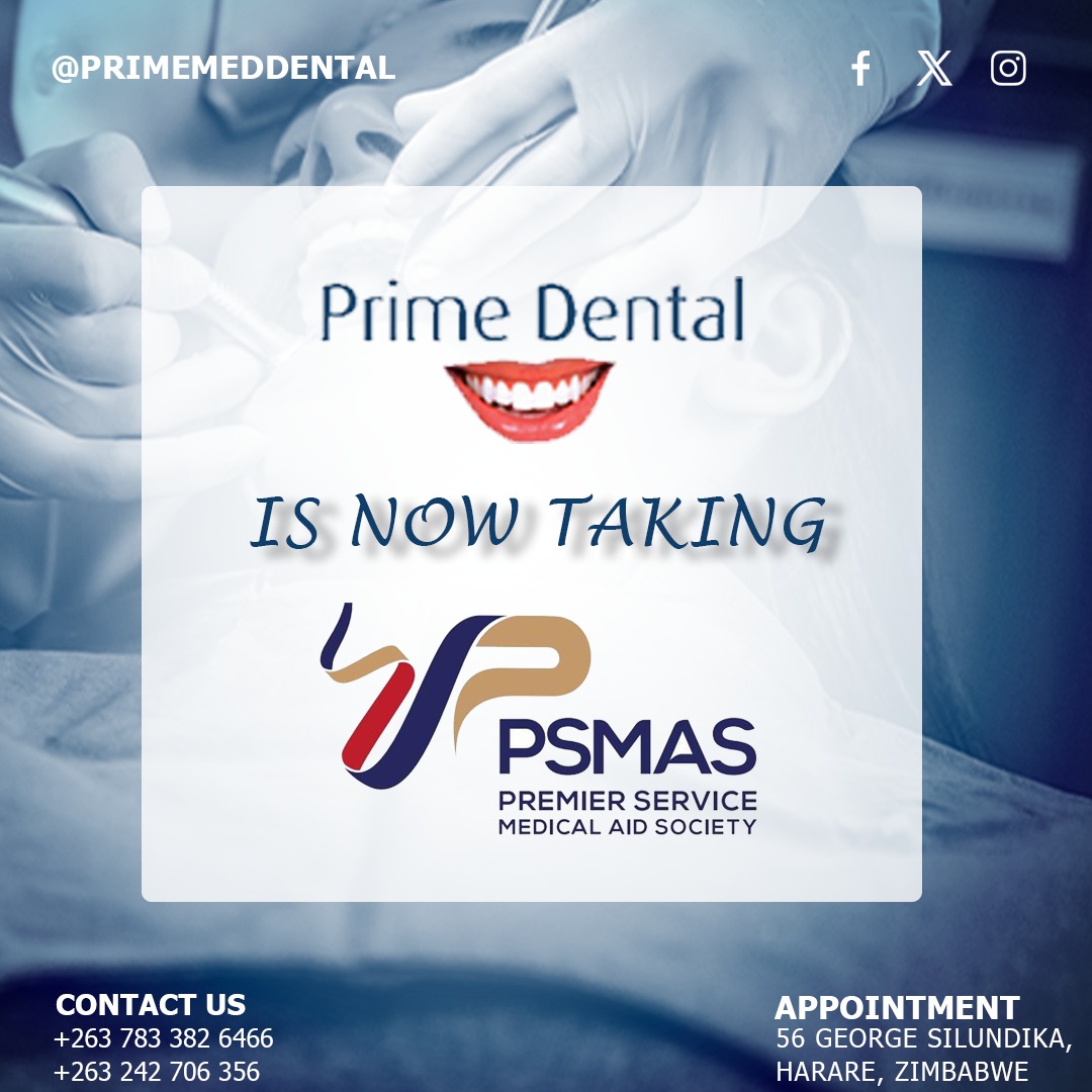 Smiles just got more affordable! 😁
Prime Dental is now accepting PSMAS Medical Aid — because your dental health deserves premium care with less hassle. 💙🦷

📍 56 George Silundika, Harare
📞 +263 783 382 646 | +263 242 706 356
#PrimeDental #PSMAS #DentalCare #harare