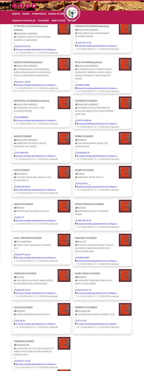 Şanlıurfa nöbetçi eczanelerimiz  yarin saat 08:30 kadar hizmet verecektir geçmiş olsun acil şifalar dileriz ...