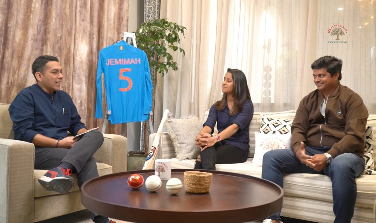 A few months back, we did a podcast where <a href="/JemiRodrigues/">Jemimah Rodrigues</a> &amp; her coach Prashant Shetty said they have worked consciously towards challenging match simulations &amp; the semis century is a result of that foresight &amp; preparation!
The link - youtu.be/tocubcDsGzs?si…