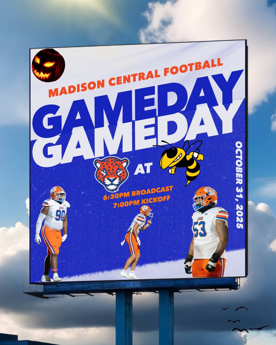Wake up it’s GAMEDAY!!! #GoJags

🗓️10/31/25 🎃 
📍Starkville High School
🆚 Starkville Yellowjackets 
⏰Gates open at 5:30; Kickoff at 7pm
📻103.5fm or 1300am 
💼 Clear Bag Policy 🚨