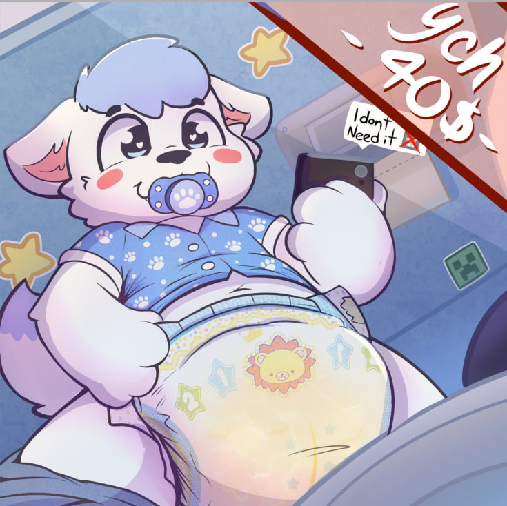 🐾YCH open For 40US Dm me for slot🐾 
- Wet version and clean version
- Diapers with complex designs have an additional cost
- you choose design of the shirt and pacifier