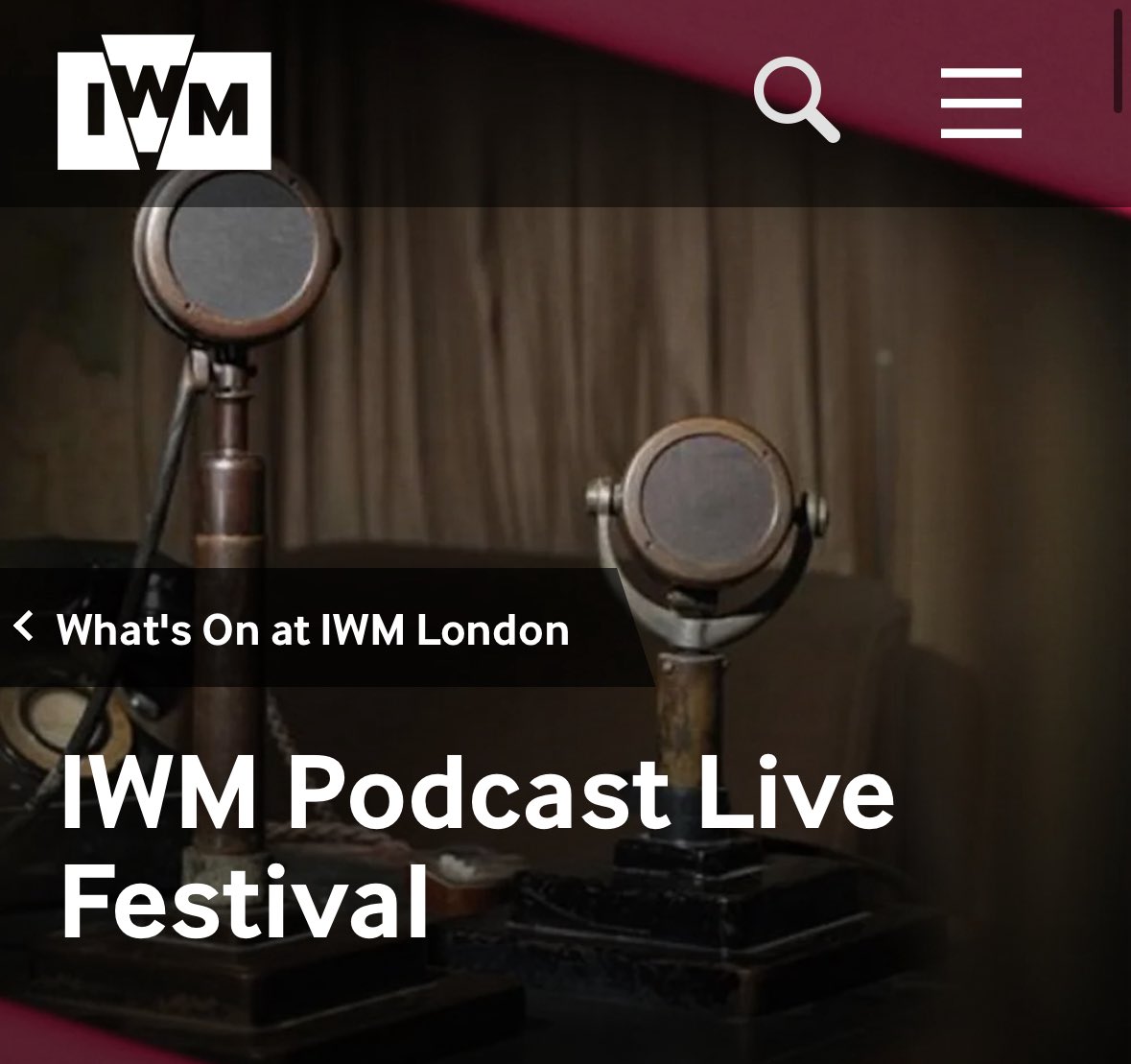 claremulley's tweet photo. Why not come to the @I_W_M London #podfest tomorrow, where I’ll be interviewed by @HistoryPegg, & lots of other pods recording live too! https://t.co/c9OUXdNEjS