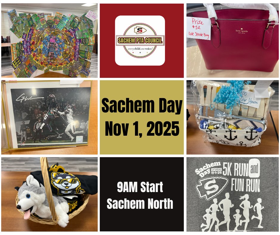 Tomorrow’s the big day, Sachem! 🎉
Join us for Sachem Day &amp; the 5K Fun Run — 9 AM at Sachem North HS, rain or shine!
Register now or sign up at the race events.elitefeats.com/25sachemday

Sneak peek at prizes + huge thanks to our amazing teachers &amp; staff who donated! 💛🖤❤️