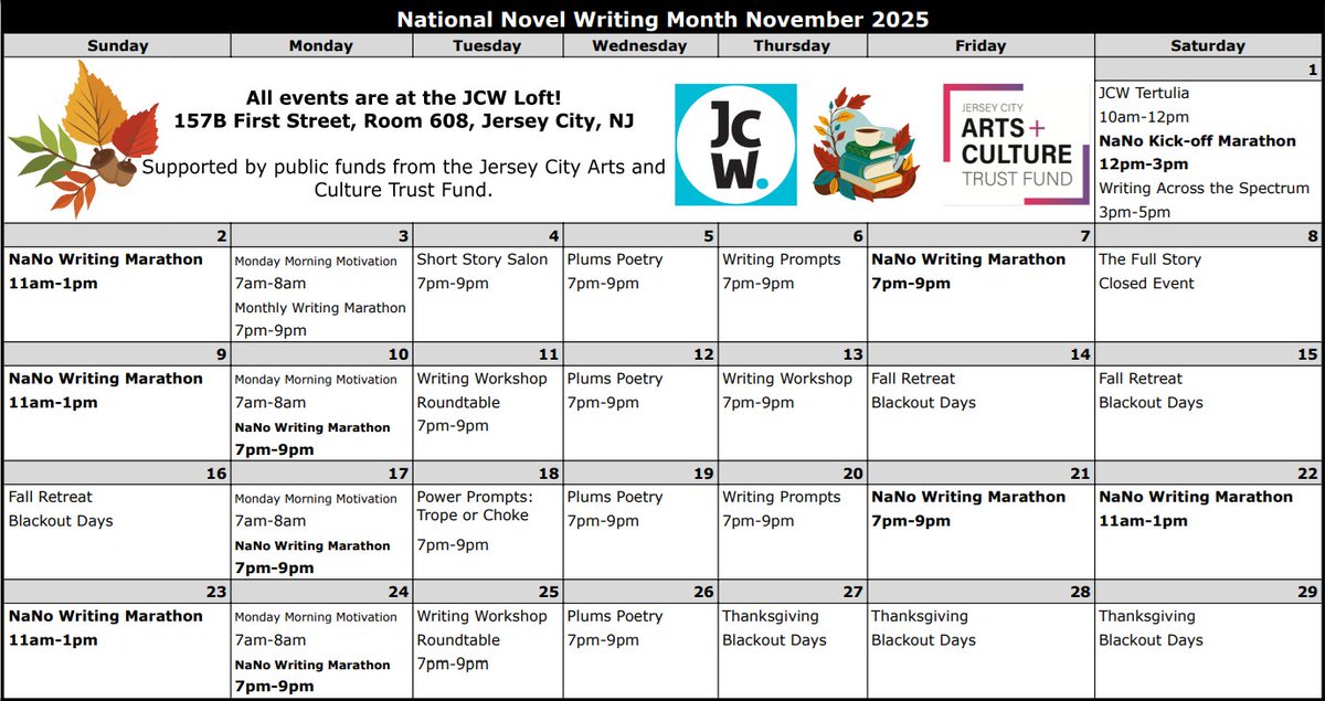 NaNoWriMo Kick-Off this Weekend! - mailchi.mp/jerseycitywrit…