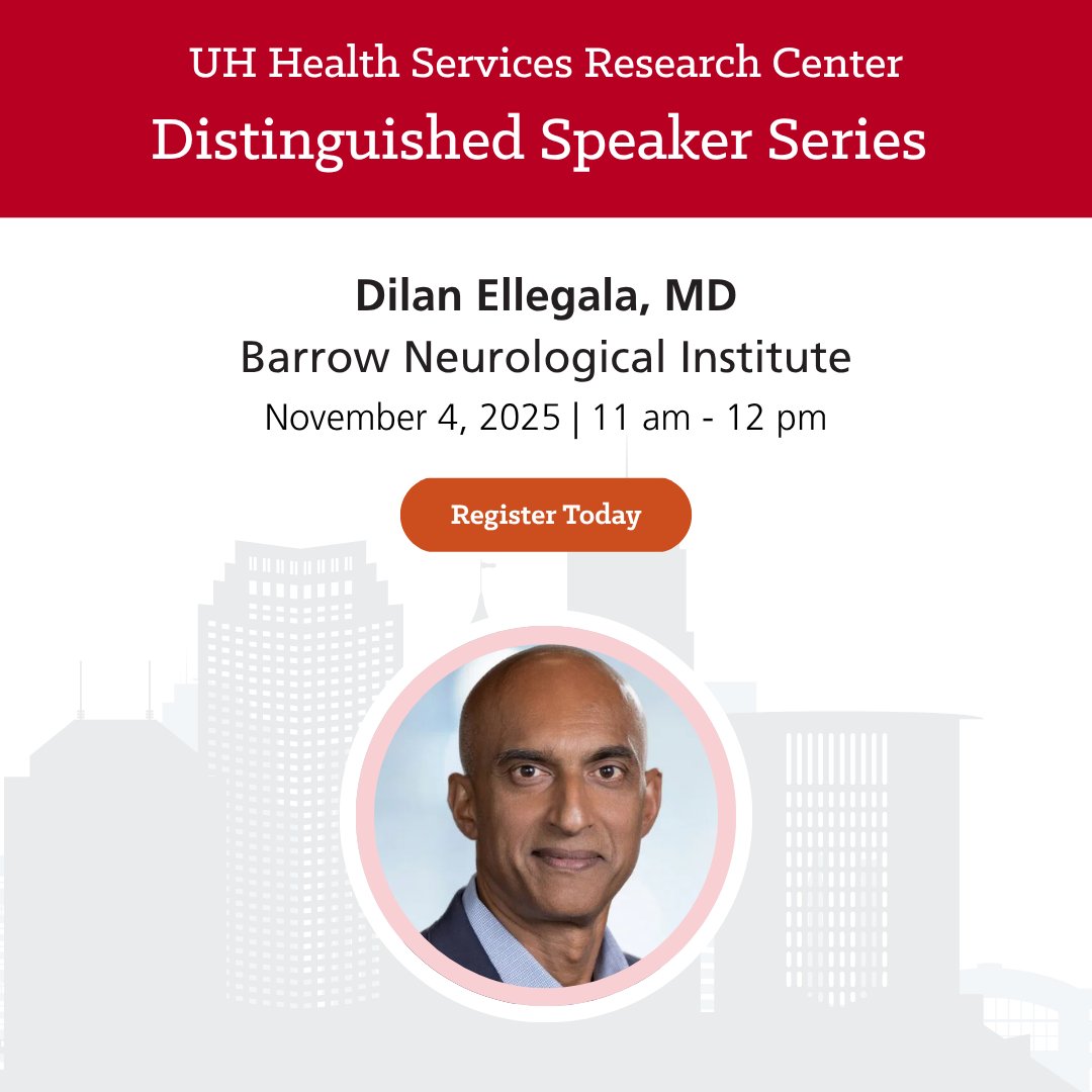 The first Tuesday of each month, we feature renowned experts and leaders share their perspectives on health services research, population health and public health. Dilan Ellegala, MD from the Barrow Neurological Institute joins us next week. Register now! tinyurl.com/yjezzd2b
